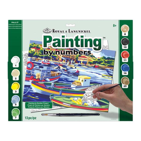 royal and langnickel PAL6 | Painting by numbers™ 13pc 11.25" x 13.375" Mediterranean Fishing Boat Painting Project