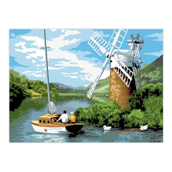 Royal And Langnickel PAL7 | Painting By Numbers™ 13pc 11.25" X 13.375" Windmill On The River Painting Project