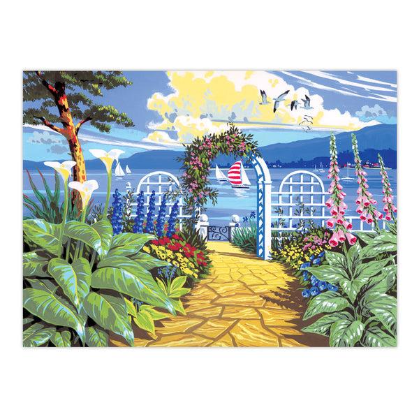 Royal And Langnickel PAL9 | Painting By Numbers™ 13pc 11.25" X 13.375" Garden Overlooking The Sea Painting Project