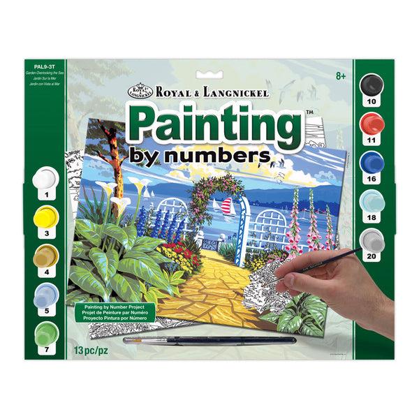 royal and langnickel PAL9 | Painting by numbers™ 13pc 11.25" x 13.375" Garden Overlooking the Sea Painting Project