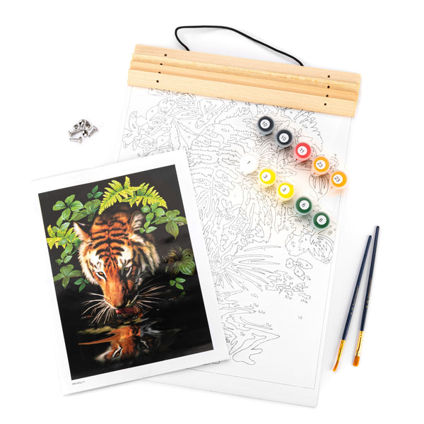Royal And Langnickel PBN-ROLL11 | Painting By Numbers™ 27pc 12" X 16" Thirsty Tiger Canvas