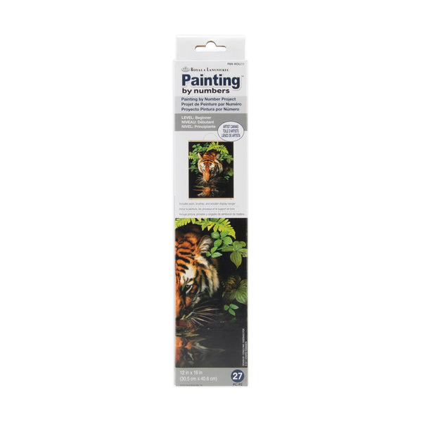 royal and langnickel PBN-ROLL11 | Painting by numbers™ 27pc 12" x 16" Thirsty Tiger Canvas