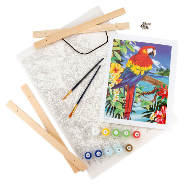 Royal And Langnickel PBN-ROLL12 | Painting By Numbers™ 27pc 12" X 16" Red Scarlet Macaw Canvas