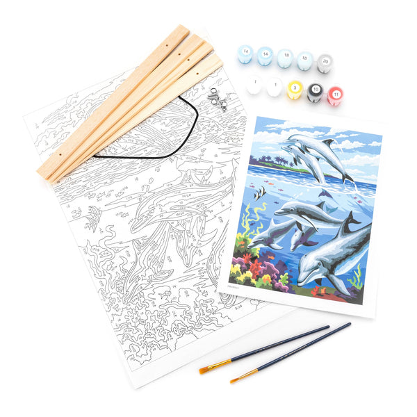 Royal And Langnickel PBN-ROLL9 | Painting By Numbers™ 27pc 12" X 16" Dolphins Canvas