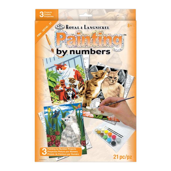 royal and langnickel PBN-SET45 | Painting by numbers™ 21pc 8.75" x 11.75" Small Cats Painting Project 3-Pack