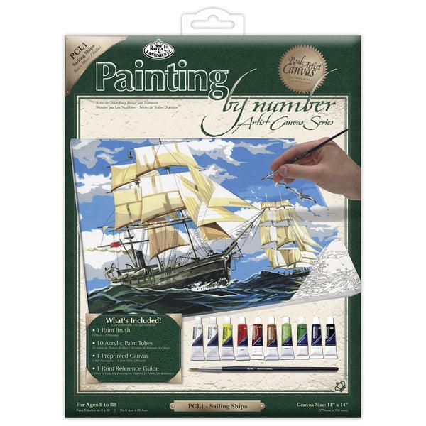 royal and langnickel PCL1 | Painting by numbers™ 13pc 11" x 14" Sailing Ships Canvas Painting Project