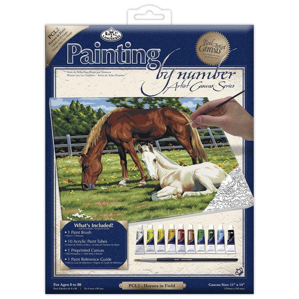 royal and langnickel PCL2 | Painting by numbers™ 13pc 11" x 14" Horses in Field Canvas Painting Project