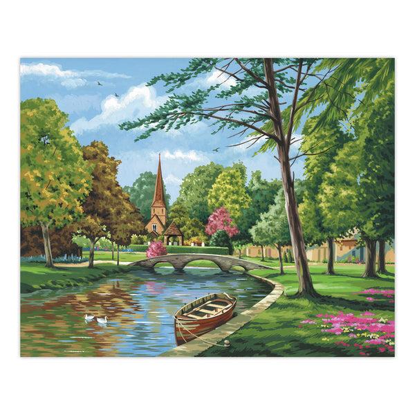 Royal And Langnickel PCL4 | Painting By Numbers™ 13pc 11" X 14" Church By The River Canvas Painting Project