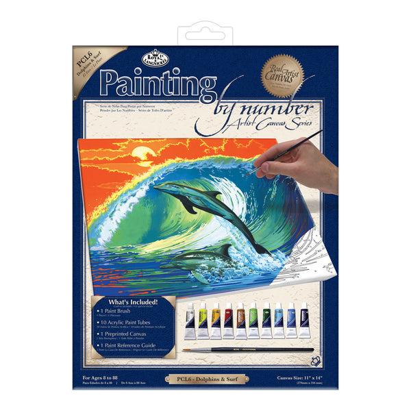 royal and langnickel PCL6 | Painting by numbers™ 13pc 11" x 14" Dolphins & Surf Canvas Painting Project