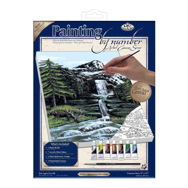 royal and langnickel PCS1 | Painting by numbers™ 10pc 9" x 12" Mountain Waterfall Canvas Painting Project