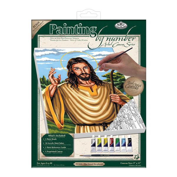 royal and langnickel PCS10 | Painting by numbers™ 10pc 9" x 12" The Good Shepherd Canvas Painting Project