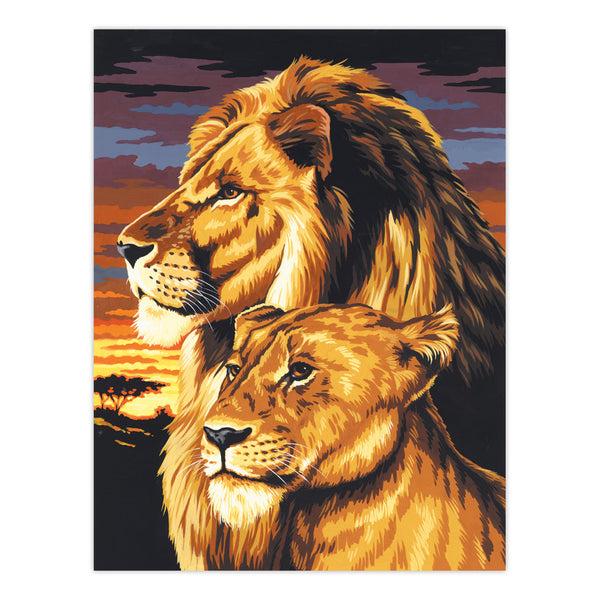 Royal And Langnickel PCS3 | Painting By Numbers™ 10pc 9" X 12" Lion & Lioness Canvas Painting Project