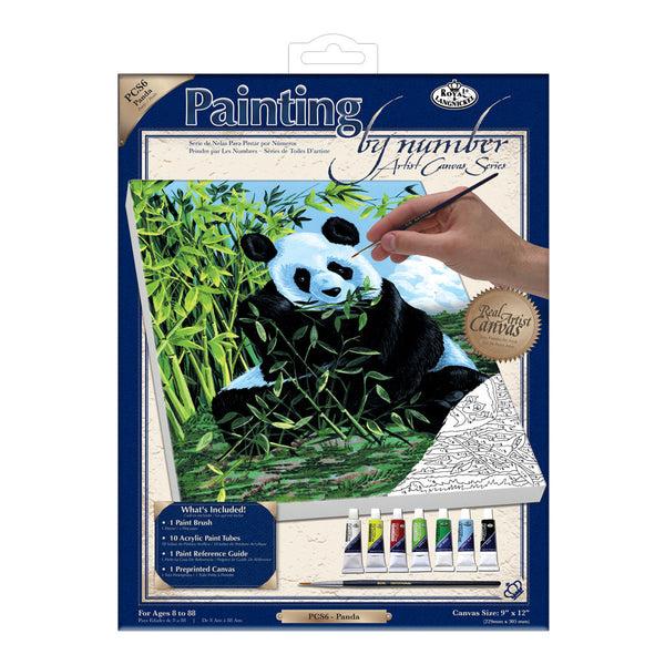 royal and langnickel PCS6 | Painting by numbers™ 10pc 9" x 12" Panda Canvas Painting Project