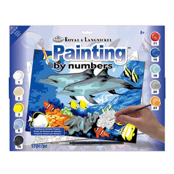 royal and langnickel PJL10 | Painting by numbers™ 13pc 11.25" x 15.375" Dolphins Painting Project