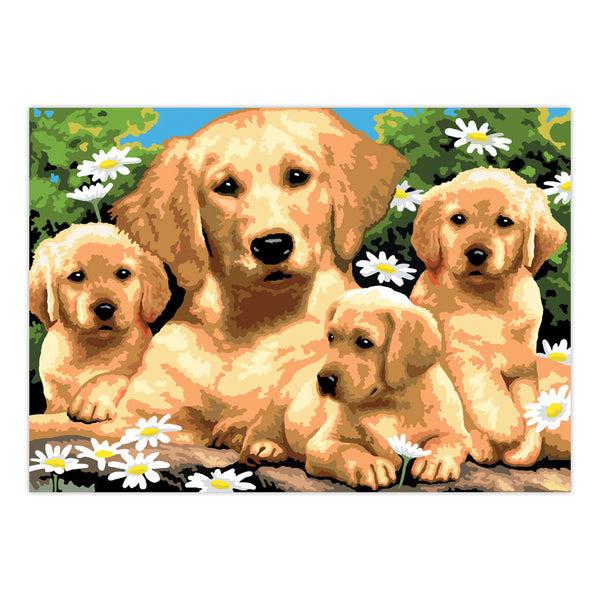 Royal And Langnickel PJL12 | Painting By Numbers™ 13pc 11.25" X 15.375" Golden Retriever Puppies Painting Project
