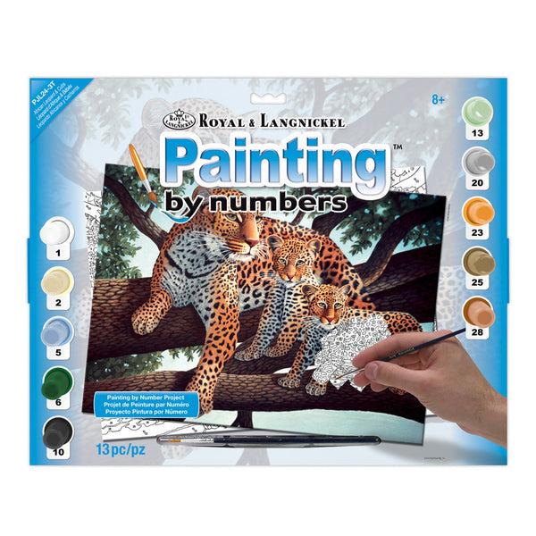 royal and langnickel PJL24 | Painting by numbers™ 13pc 11.25" x 15.375" African Leopard & Cubs Painting Project