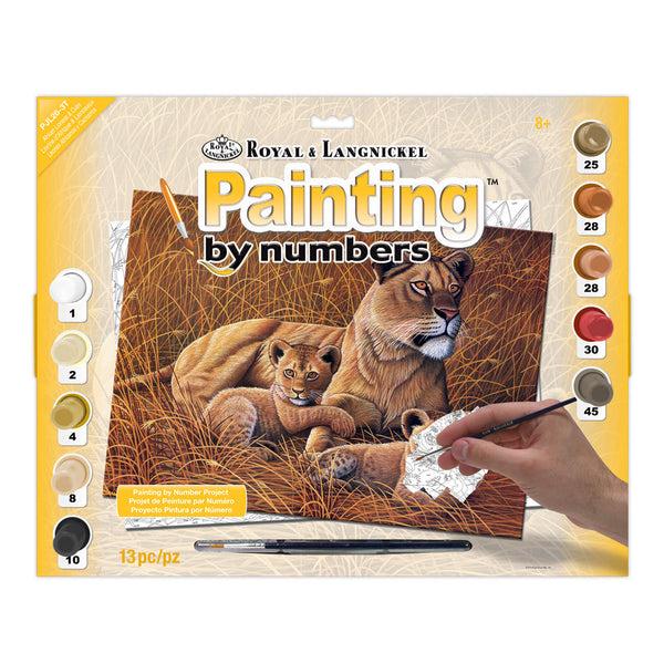 royal and langnickel PJL26 | Painting by numbers™ 13pc 11.25" x 15.375" African Lioness & Cubs Painting Project