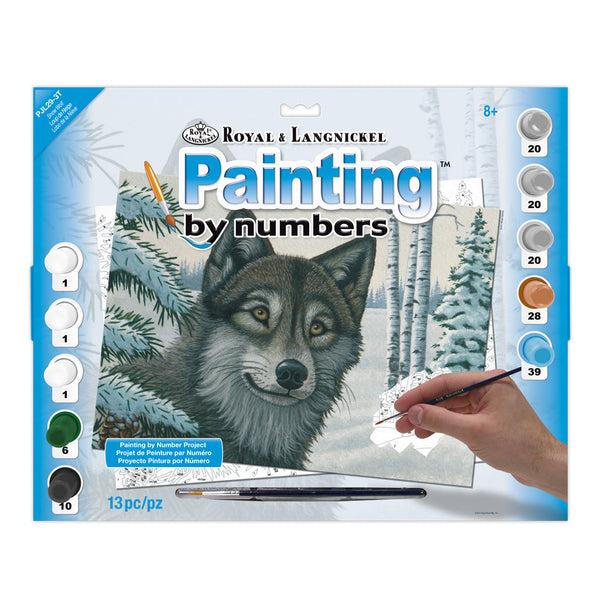 royal and langnickel PJL29 | Painting by numbers™ 13pc 11.25" x 15.375" Snow Wolf Painting Project