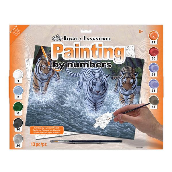 royal and langnickel PJL34 | Painting by numbers™ 13pc 11.25" x 15.375" Three Tigers Painting Project