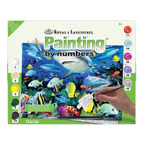 royal and langnickel PJL42 | Painting by numbers™ 13pc 11.25" x 15.375" Reef Sharks Painting Project