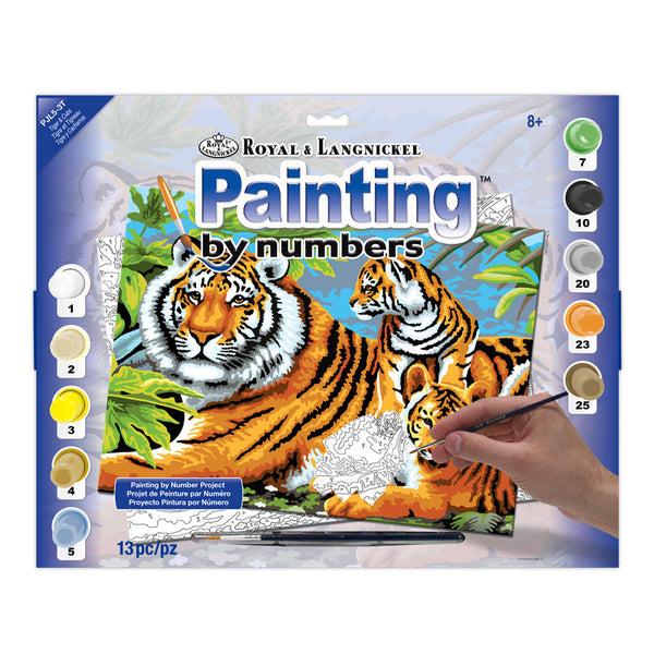 royal and langnickel PJL5 | Painting by numbers™ 13pc 11.25" x 15.375" Tiger & Cubs Painting Project