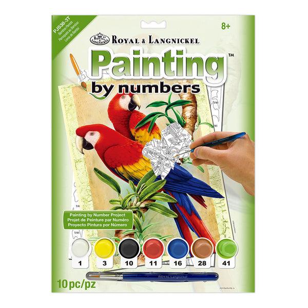 royal and langnickel PJS38 | Painting by numbers™ 10pc 8.75" x 11.375" Bamboo Parrots Painting Project