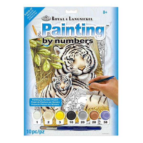 royal and langnickel PJS76 | Painting by numbers™ 10pc 8.75" x 11.375" White Tiger Pair Painting Project