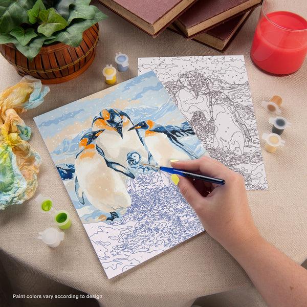 Royal And Langnickel PJS93 | Painting By Numbers™ 10pc 8.75" X 11.375" Red Penguin Family Painting Project