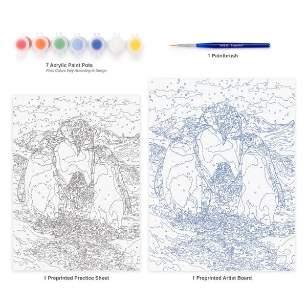 Royal And Langnickel PJS93 | Painting By Numbers™ 10pc 8.75" X 11.375" Red Penguin Family Painting Project