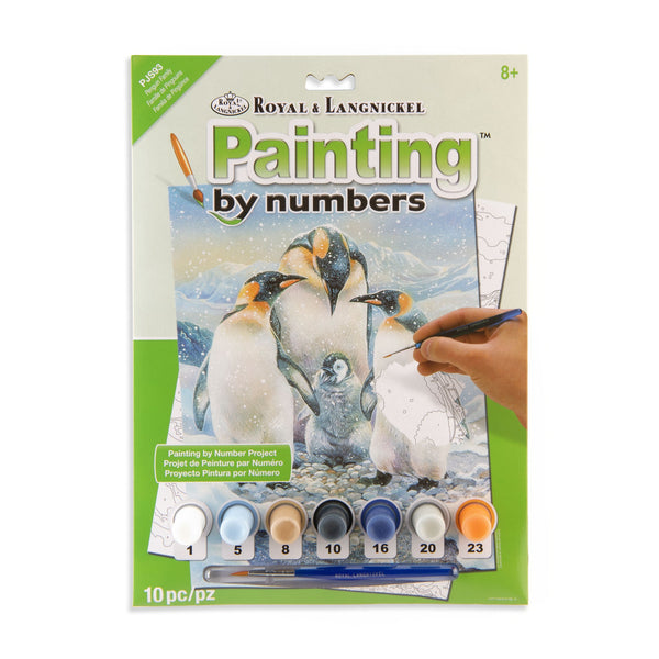 royal and langnickel PJS93 | Painting by numbers™ 10pc 8.75" x 11.375" Red Penguin Family Painting Project