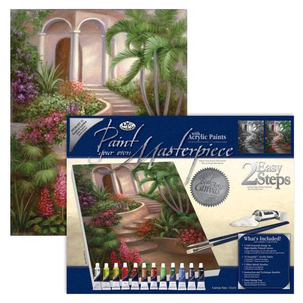 royal and langnickel POM-SET11 | Paint your own Masterpiece™ 17pc 11" x 14" Tropical Garden Acrylic Painting Project