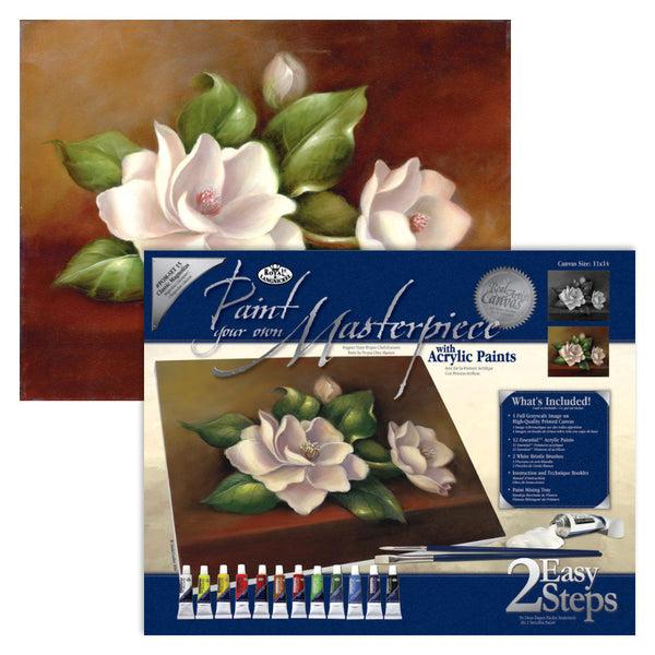 royal and langnickel POM-SET15 | Paint your own Masterpiece™ 17pc 11" x 14" Classic Magnolias Acrylic Painting Project