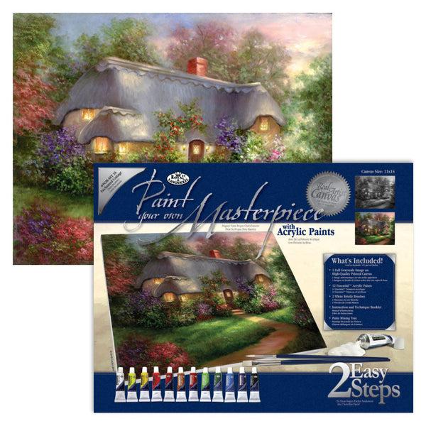 royal and langnickel POM-SET16 | Paint your own Masterpiece™ 17pc 11" x 14" 49 Enchanted Cottage Acrylic Painting Project