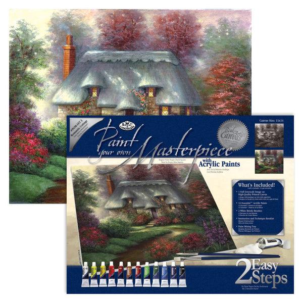 royal and langnickel POM-SET3 | Paint your own Masterpiece™ 17pc 11" x 14" Romantic Cottage Acrylic Painting Project