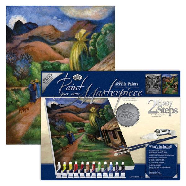 royal and langnickel POM-SET4 | Paint your own Masterpiece™ 17pc 11" x 14" Mountain Road Acrylic Painting Project