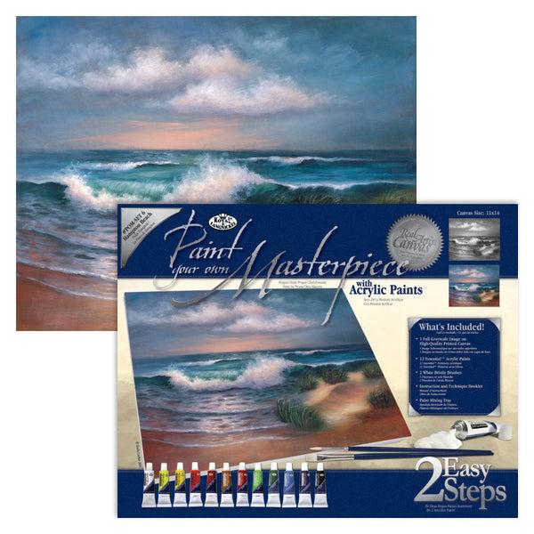 royal and langnickel POM-SET6 | Paint your own Masterpiece™ 17pc 11" x 14" Hampton Beach Acrylic Painting Project
