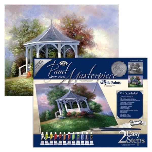 royal and langnickel POM-SET7 | Paint your own Masterpiece™ 17pc 11" x 14" Lakeside Gazebo Acrylic Painting Project