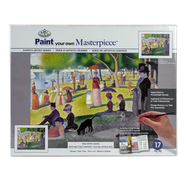 royal and langnickel POMA3 | Paint your own Masterpiece™ 17pc 14" x 11" A Sunday on La Gran de Jatte by Georges Seurat Canvas Project