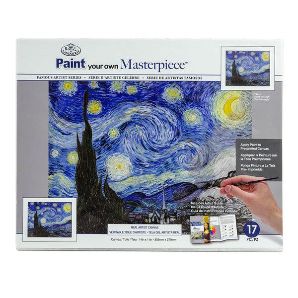 royal and langnickel POMA4 | Paint your own Masterpiece™ 17pc 14" x 11" The Starry Night by Vincent Van Gogh Canvas Project