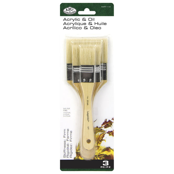 royal and langnickel RART-110 | 3pc White Bristle Large Area Flat Brush Set