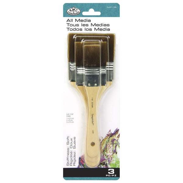 royal and langnickel RART-135 | 3pc Brown Taklon Large Area Flat Brush Set