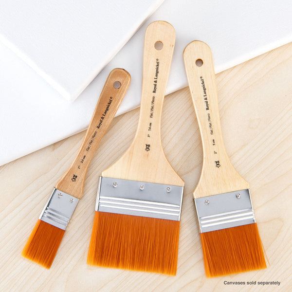 Royal And Langnickel RART-140 | 3pc Golden Taklon Large Area Flat Brush Set