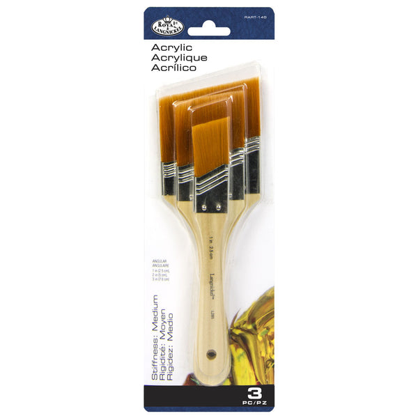 royal and langnickel RART-145 | 3pc Golden Taklon Large Area Angular Brush Set