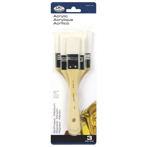 royal and langnickel RART-150 | 3pc White Taklon Large Area Flat Brush Set