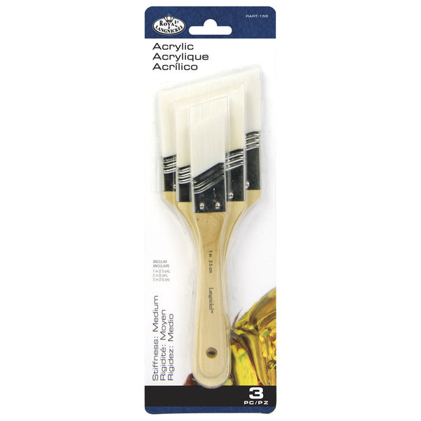 royal and langnickel RART-155 | 3pc White Taklon Large Area Angular Brush Set