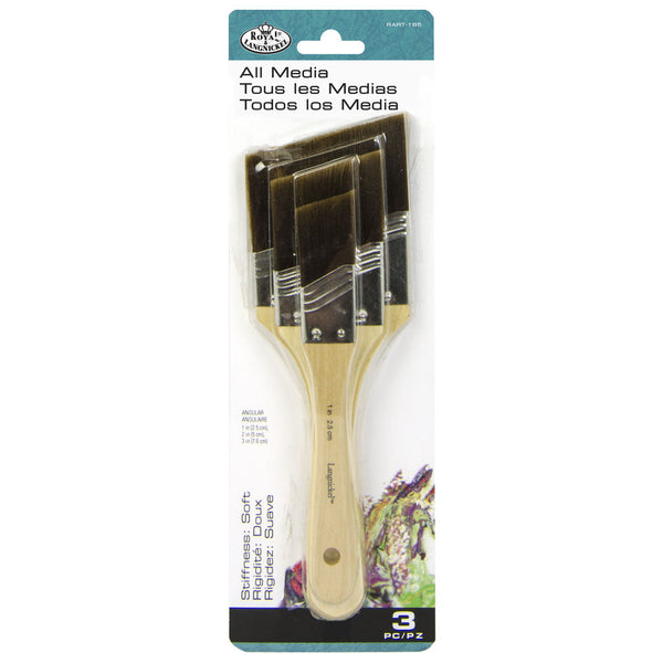 royal and langnickel RART-165 | 3pc Brown Taklon Large Area Angular Brush Set
