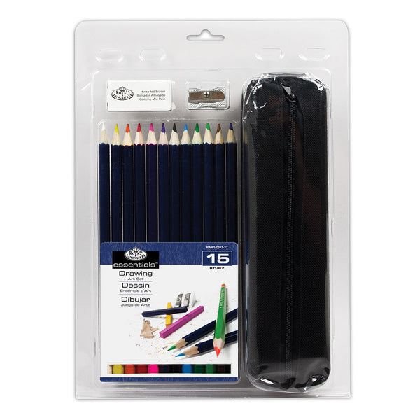 royal and langnickel RART-2203 | Essentials™ 15pc Color Pencil Drawing Art Set with Case