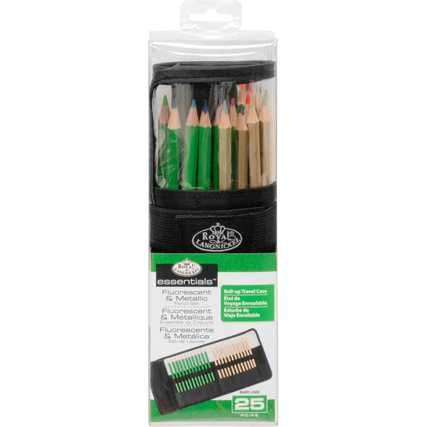 royal and langnickel RART-2303 | Essentials™ 25pc Flourescent/Metallic Pencil Set with Case