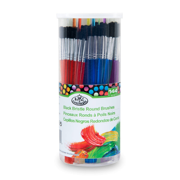 royal and langnickel RCAN-5 | Black Bristle Round Brushes - 144pc