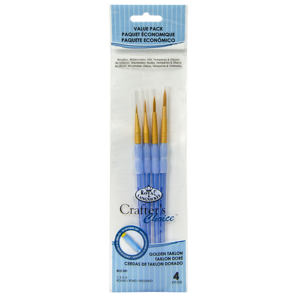 royal and langnickel RCC 201 | Crafter's Choice™ 4pc Golden Taklon Round Brush Set